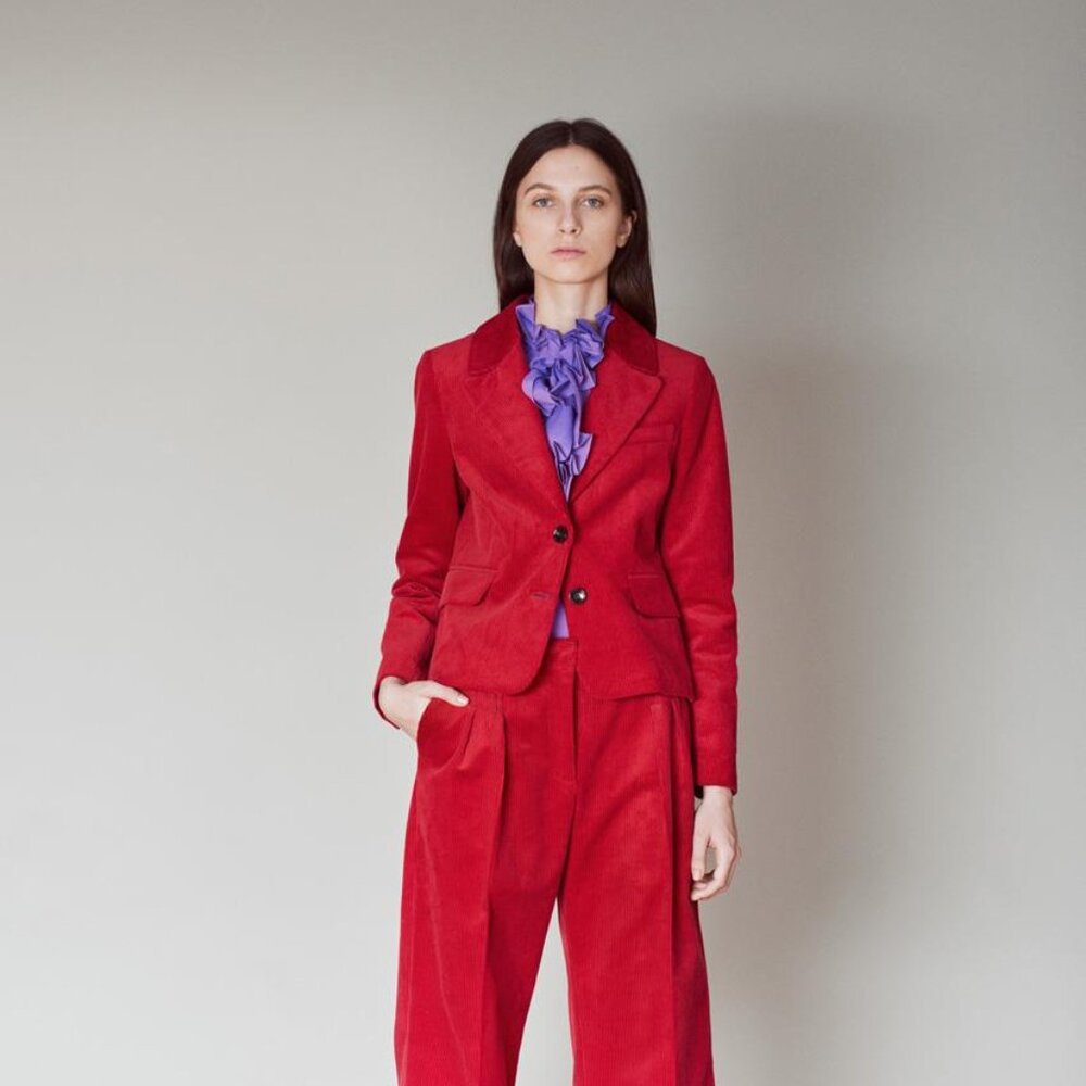Velvet Corduroy Blazer In Red